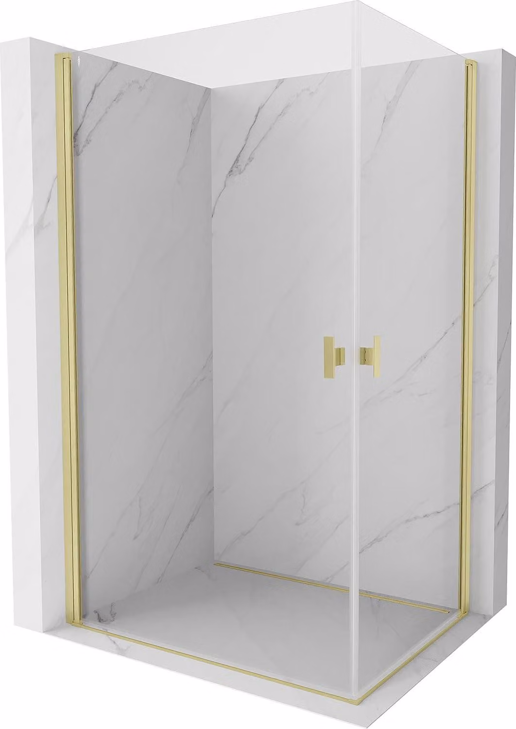 Mexen Mist-B Duo cabina doccia a battente 95 x 90 cm, trasparente, oro spazzolato - 8A2-095-090-55-00