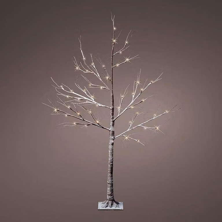 Albero di Natale a LED con effetto neve, 1 pezzo, in plastica, luce bianca, dimensioni 14x20x15 cm