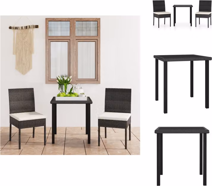 vidaXL set da pranzo da giardino 3 pezzi in rattan nero - Set di mobili da giardino