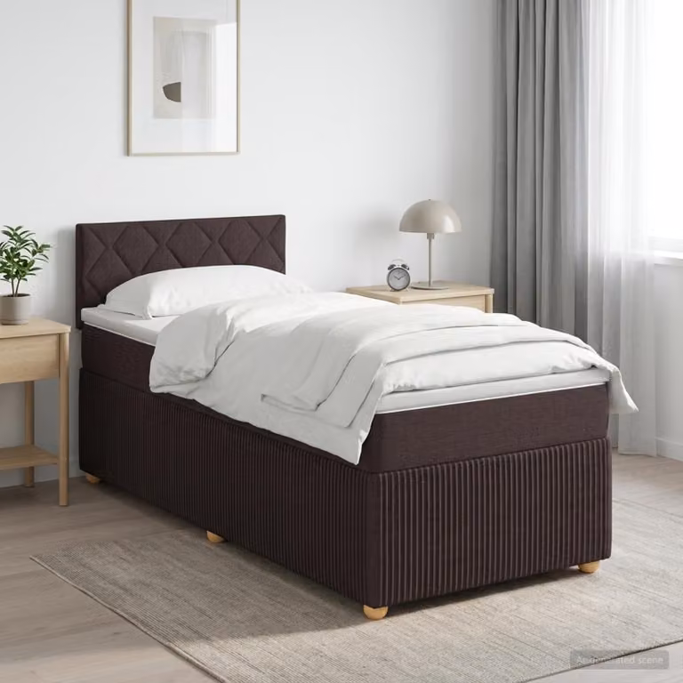 Letto box spring con materasso vidaXL in tessuto marrone e bianco, L 80 x P 200 cm