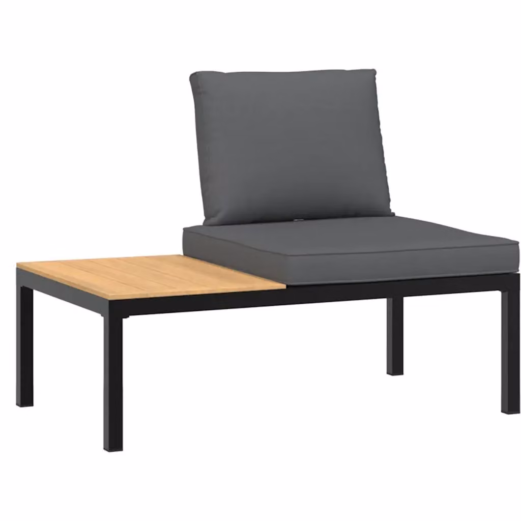 Panca da giardino moderna Design Mania in alluminio nero con cuscini L: 110 cm, H: 73 cm, P: 35 cm – 2