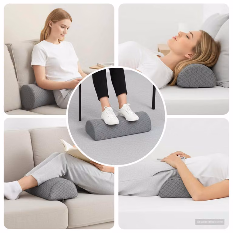 vidaXL Cuscino per Gambe e Schiena in Memory Foam Grigio e Bianco, L 52 x P 20 x H 11 cm
