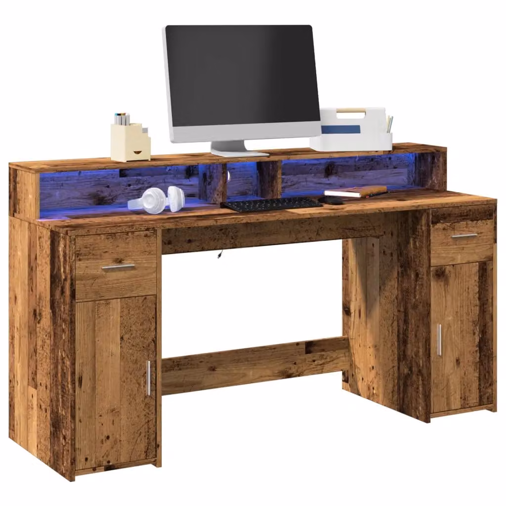 Scrivania da gaming vidaXL in legno marrone con finitura opaca L: 160 cm, P: 55 cm, H: 91 cm – 1