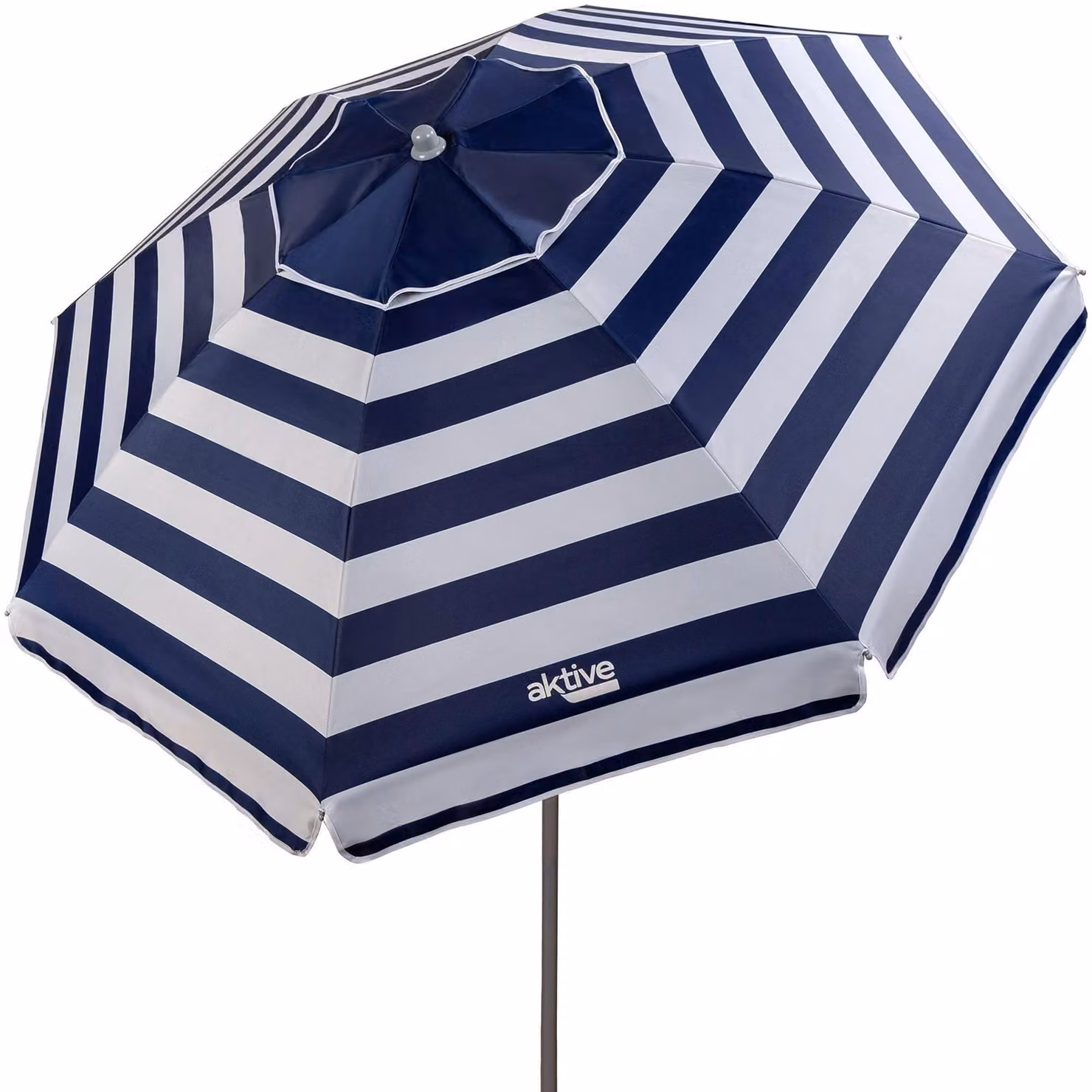 Ombrellone da spiaggia con tetto ventilato, diametro 200 cm, protezione UV 50, motivo a righe marine, palo flessibile