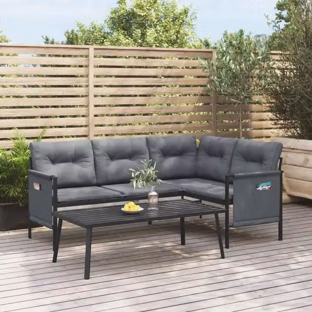 Set Salotto da Giardino 2 pz in Acciaio Antracite 362810