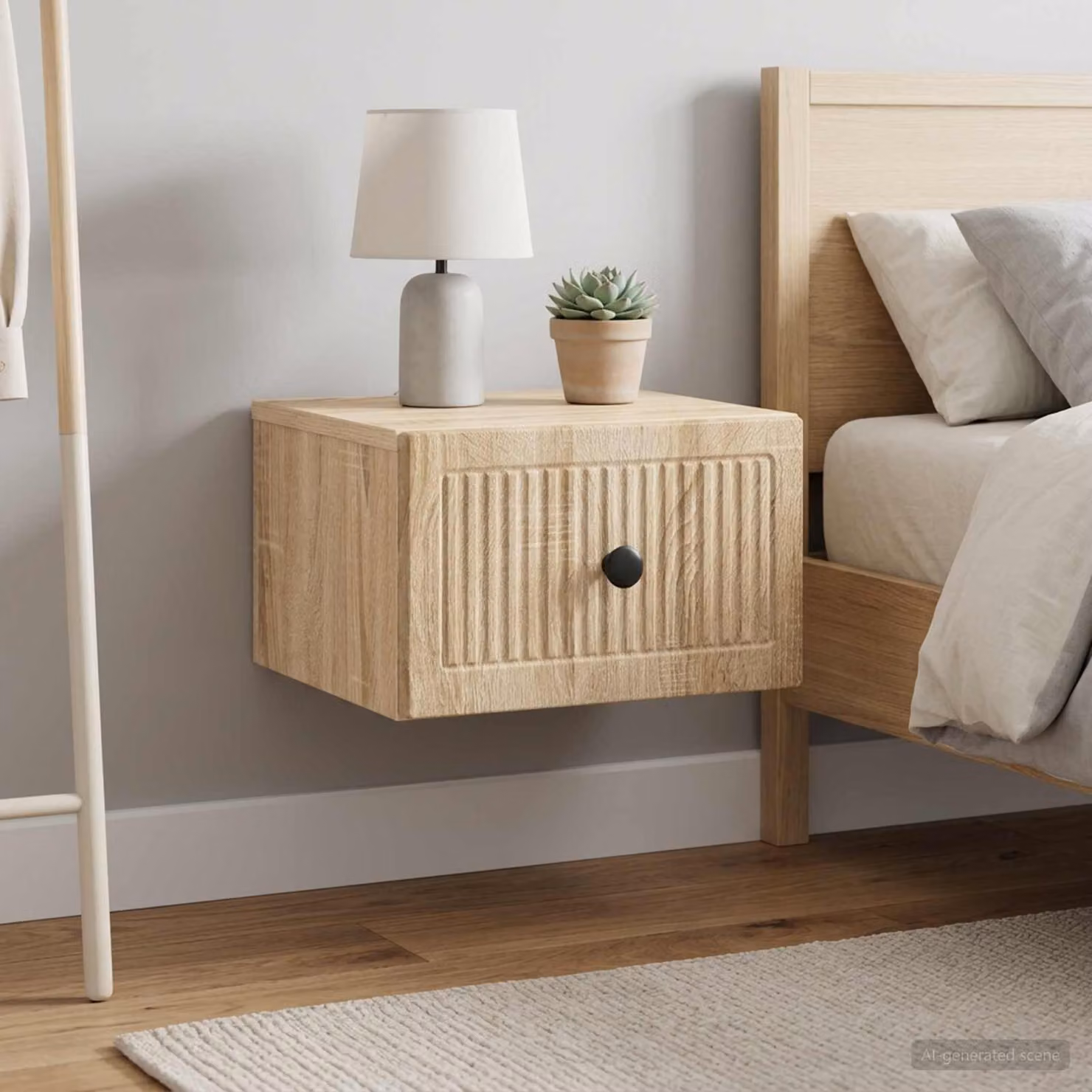 Set di 2 comodini sospesi vidaXL in Rovere Sonoma, L 33 cm x P 34,5 cm x H 20 cm