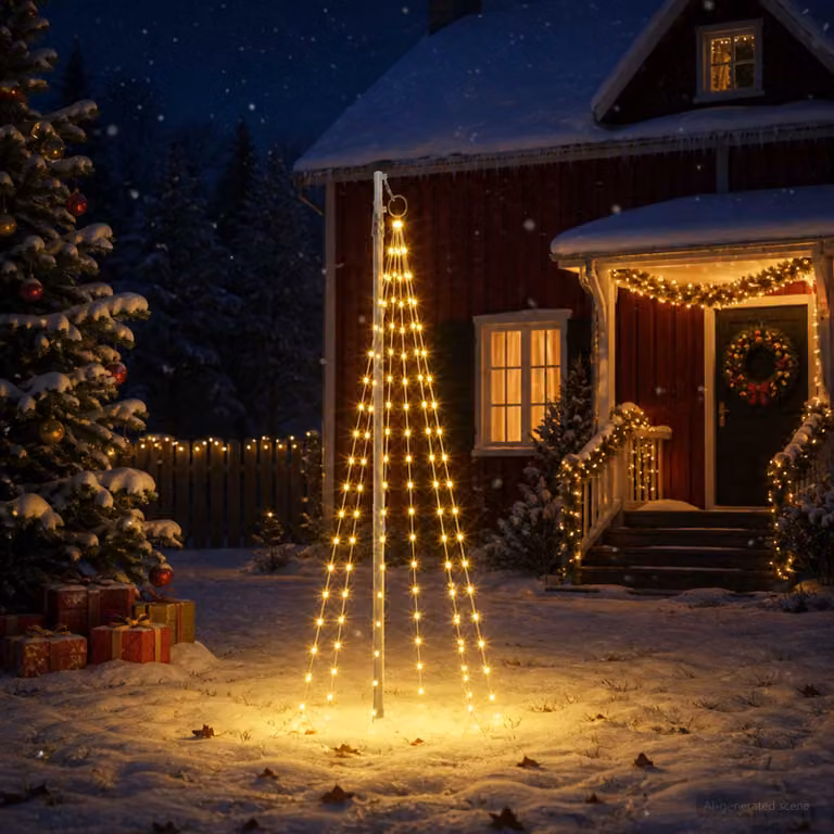 vidaXL Luci per albero di Natale con picchetti e asta per bandiera