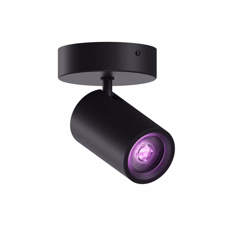 Calex Smart, farello da soffitto, monofiammante, rotondo, completo di lampada GU10, dimmerabile, colore nero