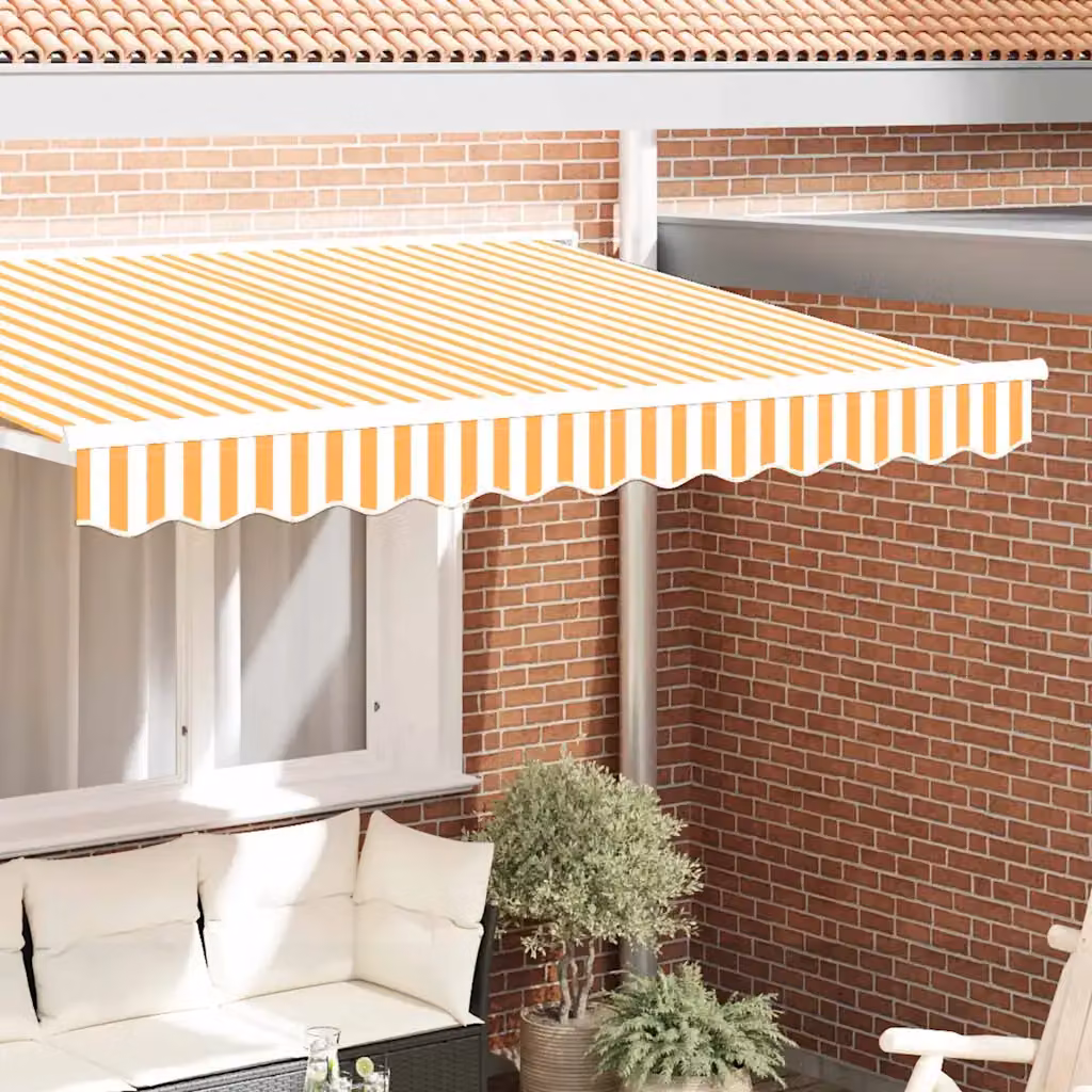 Mantovana di ricambio per tenda da sole vidaXL in poliestere a strisce gialle e bianche, L: 235 cm