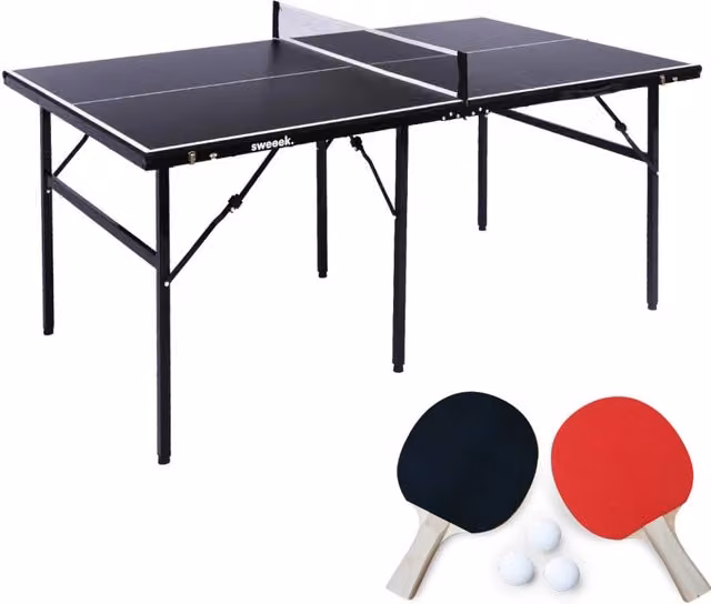 Tavolo da ping pong per interni con 2 racchette e 3 palline, 180cm,