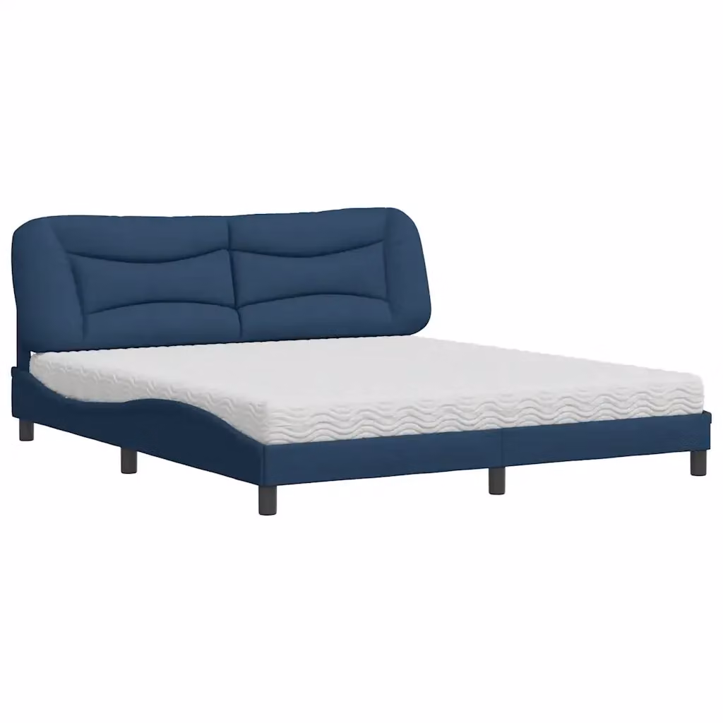Letto con Materasso Hvar blu e bianco vidaXL in tessuto e legno L/P: 180 x 200 cm – 2