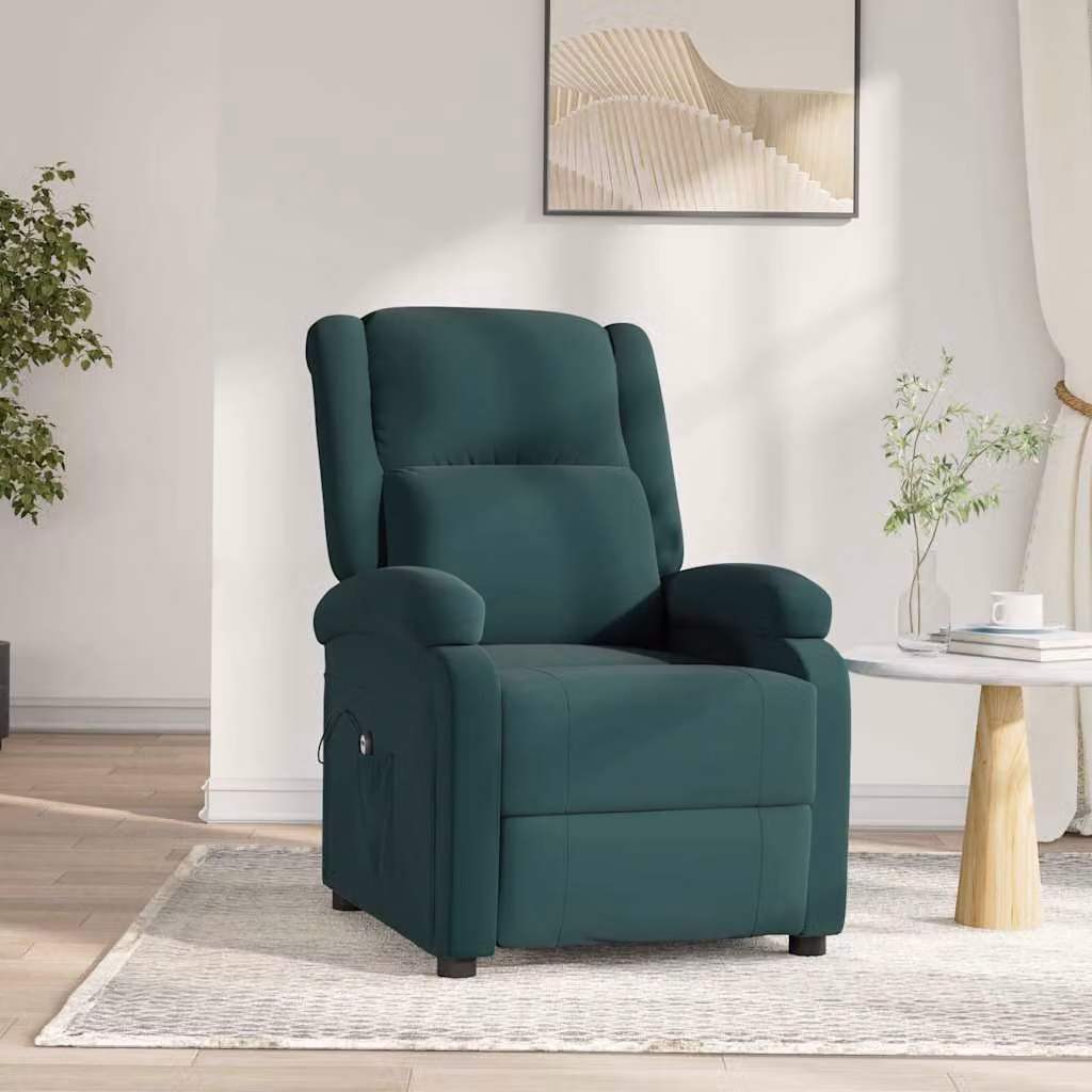 Poltrona Reclinabile Elettrica vidaXL in Velluto e Pelle Sintetica Verde con Braccioli e Design Moderno
