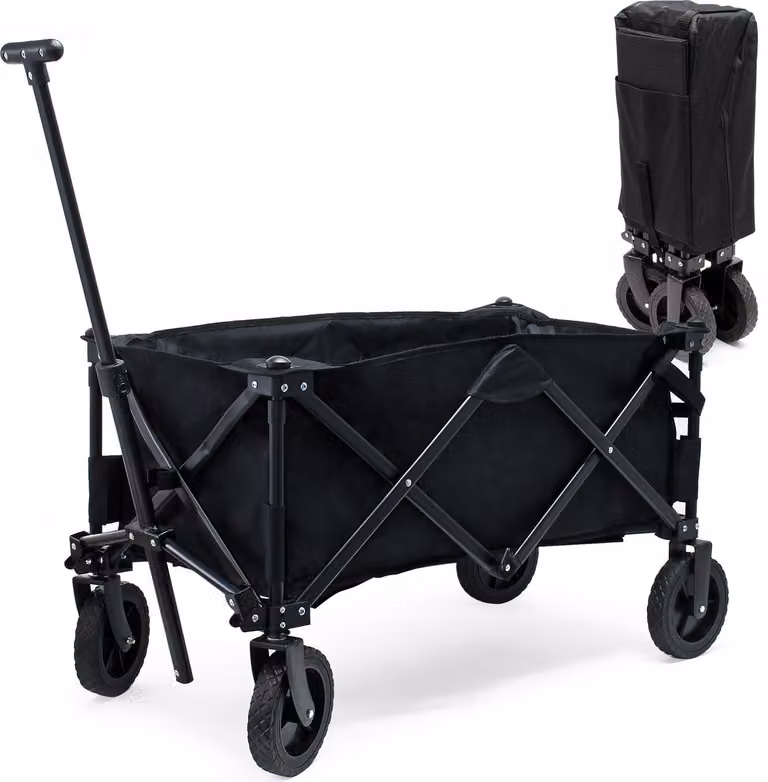 Carretto pieghevole Wiltec con copertura protettiva, carretto pieghevole con ruote e maniglia in plastica, carretto pieghevole adatto all'uso fuoristrada