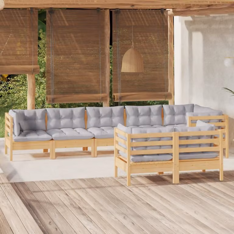 Maison Exclusive - Set Divani da Giardino 8 pz con Cuscini Grigi Massello di Pino