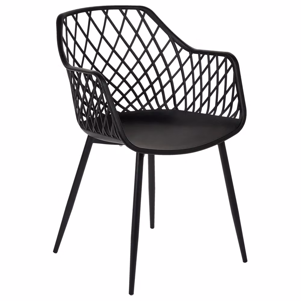Set di 2 sedie da pranzo BELIANI in plastica nera opaca con gambe in metallo, stile scandinavo moderno per soggiorno e cucina – 2