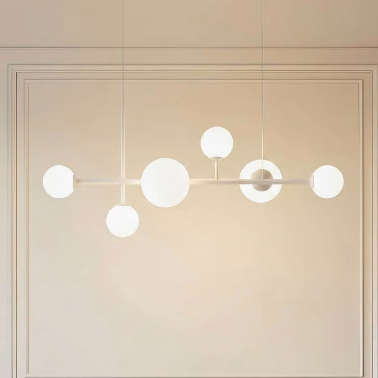 Lampada a sospensione Dione ALDEX, dimmerabile, Bianco / Opale, Soggiorno / Sala da pranzo, Vetro, Moderno, Lampada a sospensione