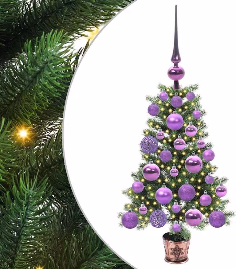 Albero di Natale con 150 LED con supporto Verde 65 cm PE