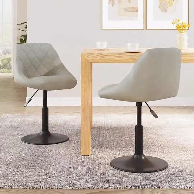 Set di 2 sedie da pranzo girevoli vidaXL in velluto grigio moderno – 1