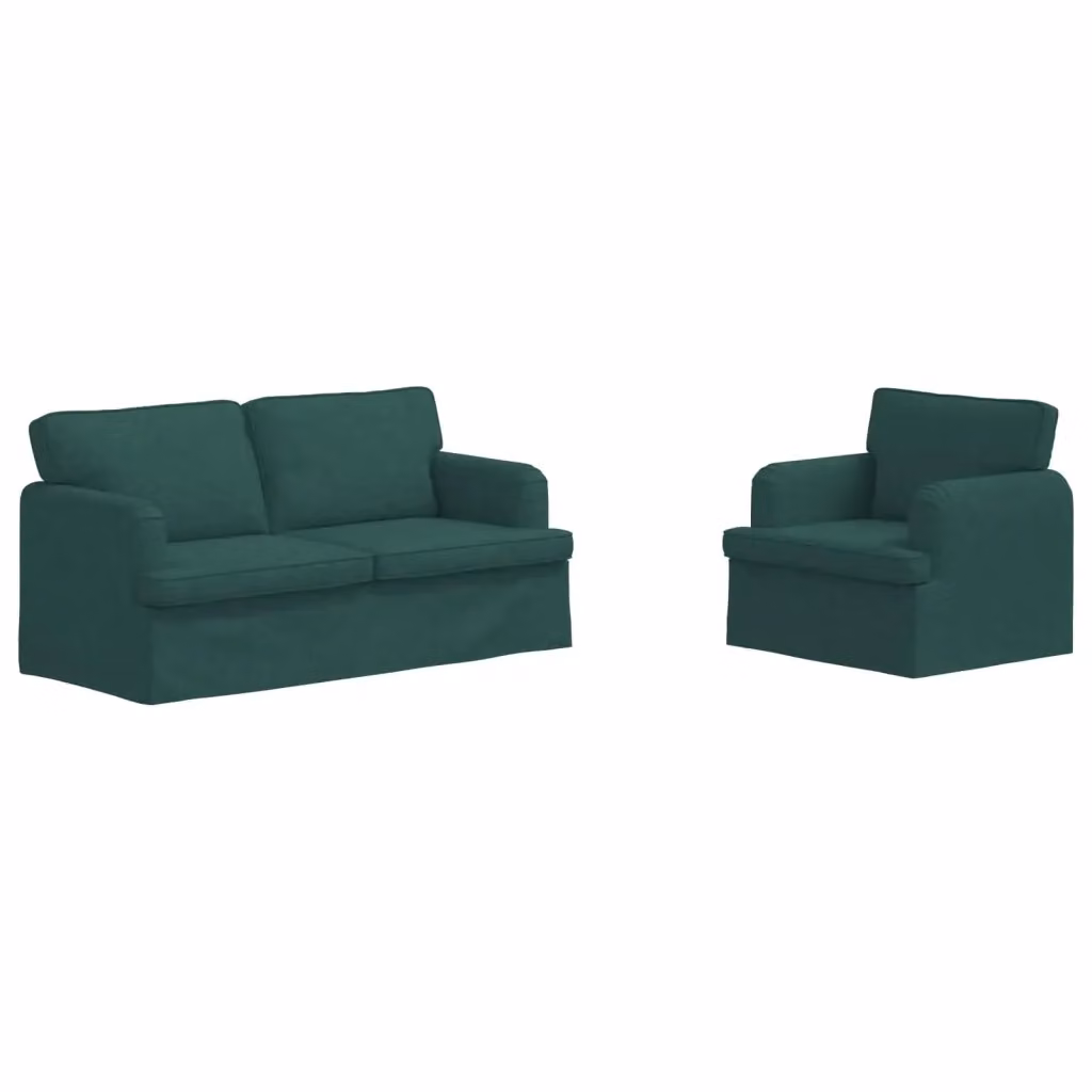 Set di 2 divani vidaXL in tessuto verde scuro e nero con struttura in metallo per soggiorno o camera da letto L: 162 cm, P: 80 cm, H: 85 cm – 2