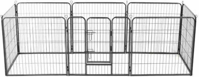 Recinto circolare per cani Ezooza Zabrze in metallo nero con 8 pannelli, H: 80 cm x L: 80 cm ciascuno