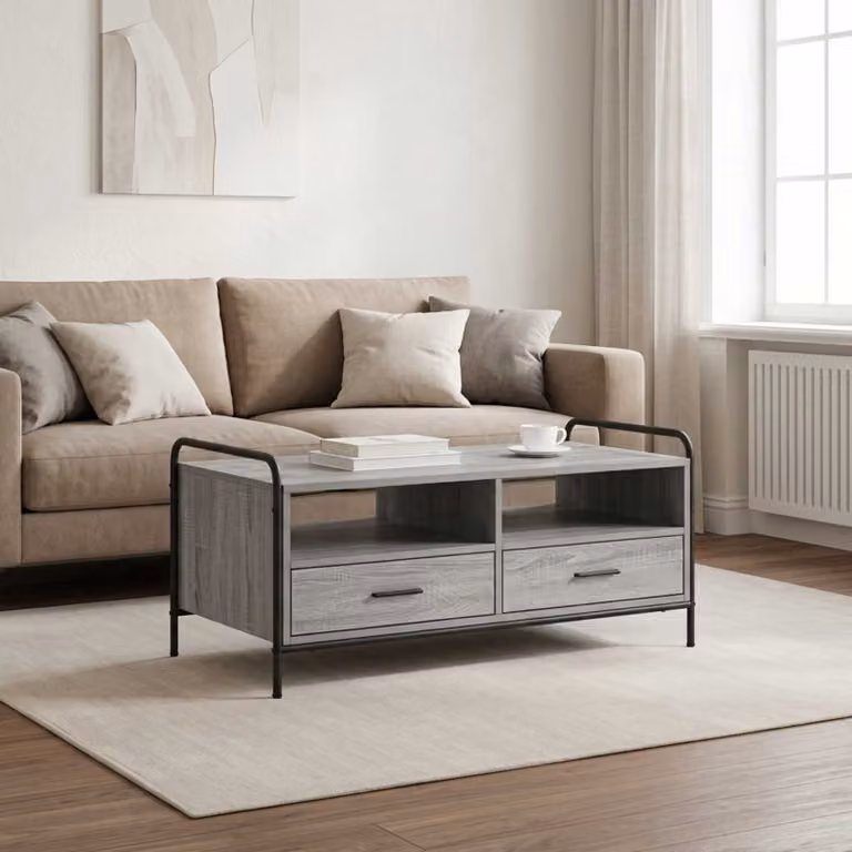 Tavolino da salotto moderno vidaXL in stile Sonoma grigio L: 99,5 cm, P: 49 cm, H: 46 cm