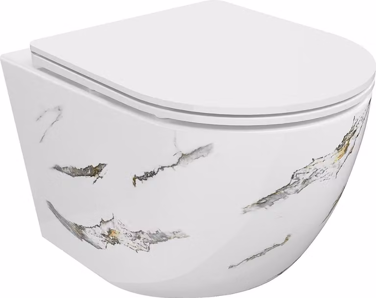 Mexen Lena WC sospeso Rimless con sedile a chiusura rallentata slim, duroplast, pietra bianca - 30224091