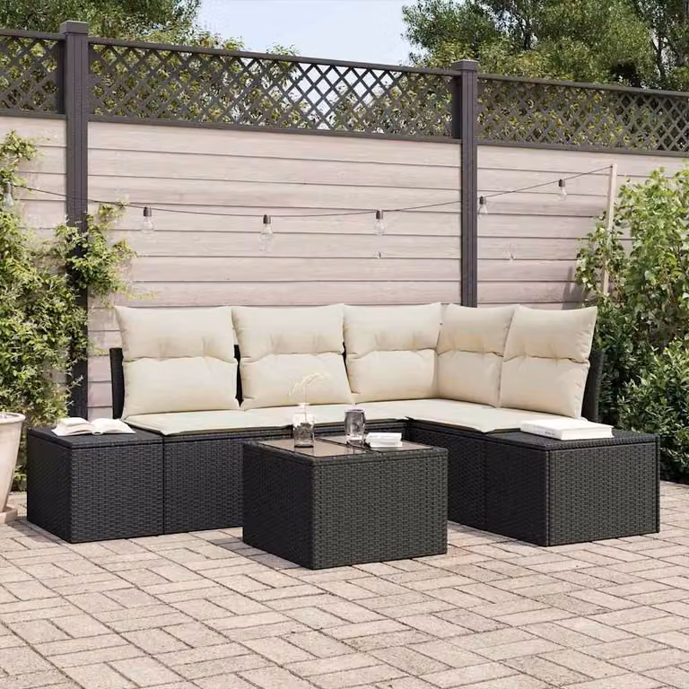 Maison Exclusive - Set Divano da Giardino Marrone e Crema polyrattan