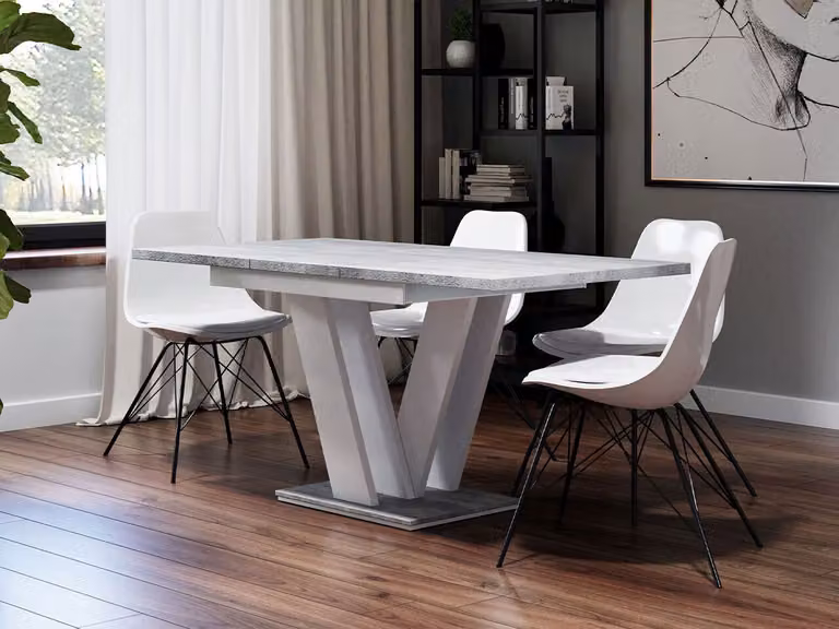 Tavolo da pranzo allungabile NAPUREN - cemento / bianco