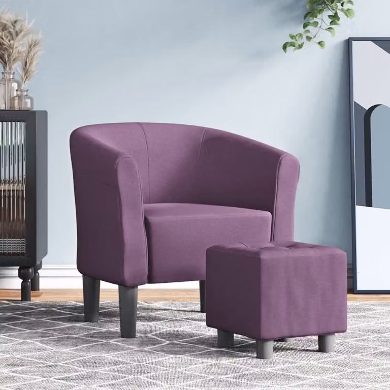 Maison Exclusive - Poltrona con poggiapiedi, rivestita in tessuto color lilla