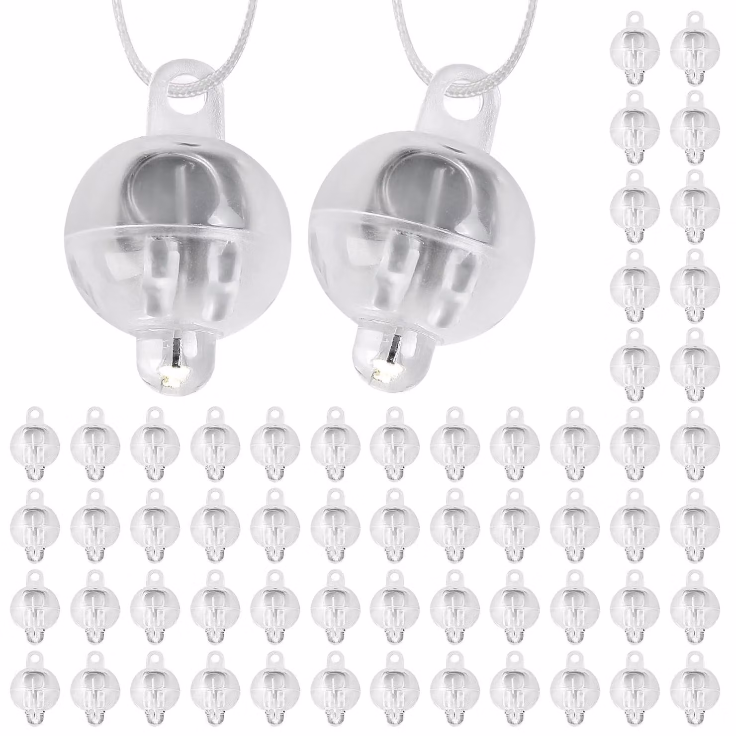 Luci a LED a forma di palloncino con gancio, 60 pezzi, luce bianca fredda, 1,5 cm