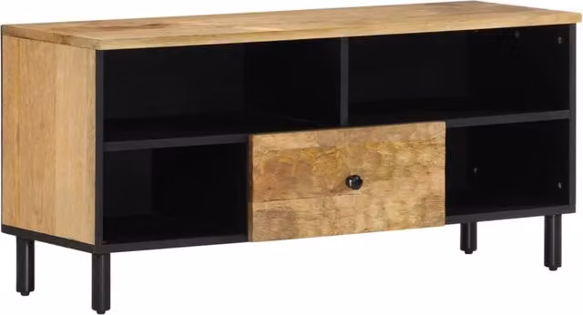 Mobile TV multimediale mensola TV credenza TV per sala da pranzo soggiorno camera da letto 100 x 33 x 46 cm legno massello di mango marrone 02_0025459