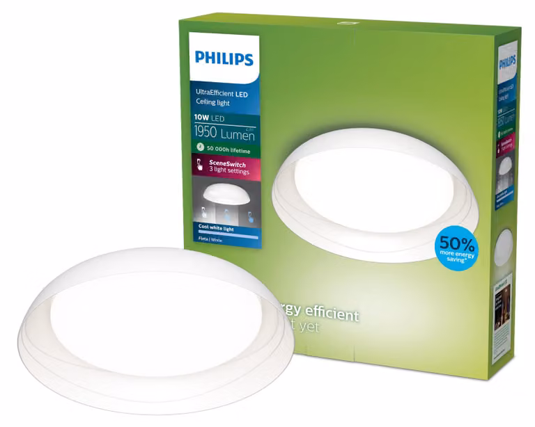Philips Lampada da soffitto, 10 W, LED, IP20, bianco