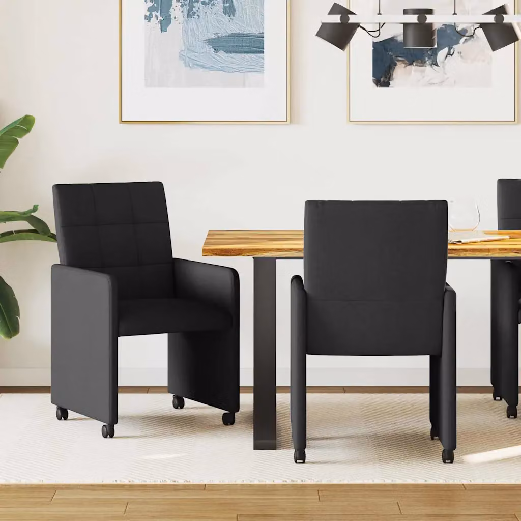 Set di 2 sedie da pranzo vidaXL con ruote in tessuto nero L: 58 cm, P: 65 cm, H: 94 cm – 1