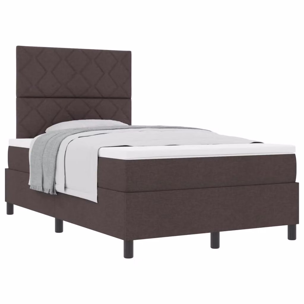 Letto a molle con testiera vidaXL in tessuto marrone L: 120 cm, P: 200 cm – 2