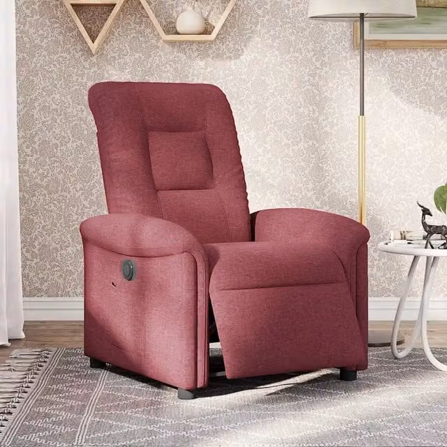Poltrona Elettrica Reclinabile-Divano Sedia Rosso Vino in Tessuto 791539