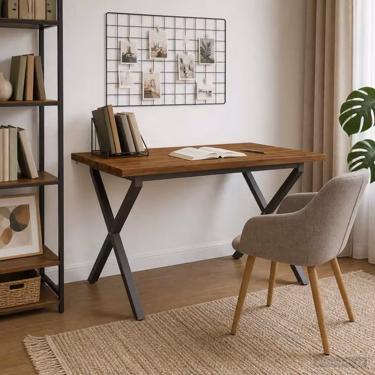 vidaXL 110 x 55 x 75 cm Legno di Acacia Massello Naturale e Caffè