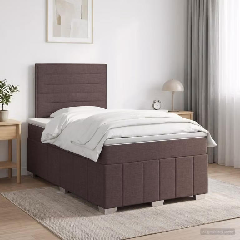 vidaXL Letto Box Spring Moderno con Materasso a Molle Insacchettate, Colore Marrone e Bianco, L/P/H: 120 x 200 x 76,7 cm