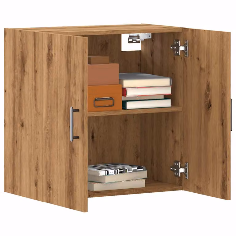 Armadietto a muro vidaXL in legno rovere marrone con ante a battente e ripiani interni L: 60 cm, P: 31 cm, H: 60 cm