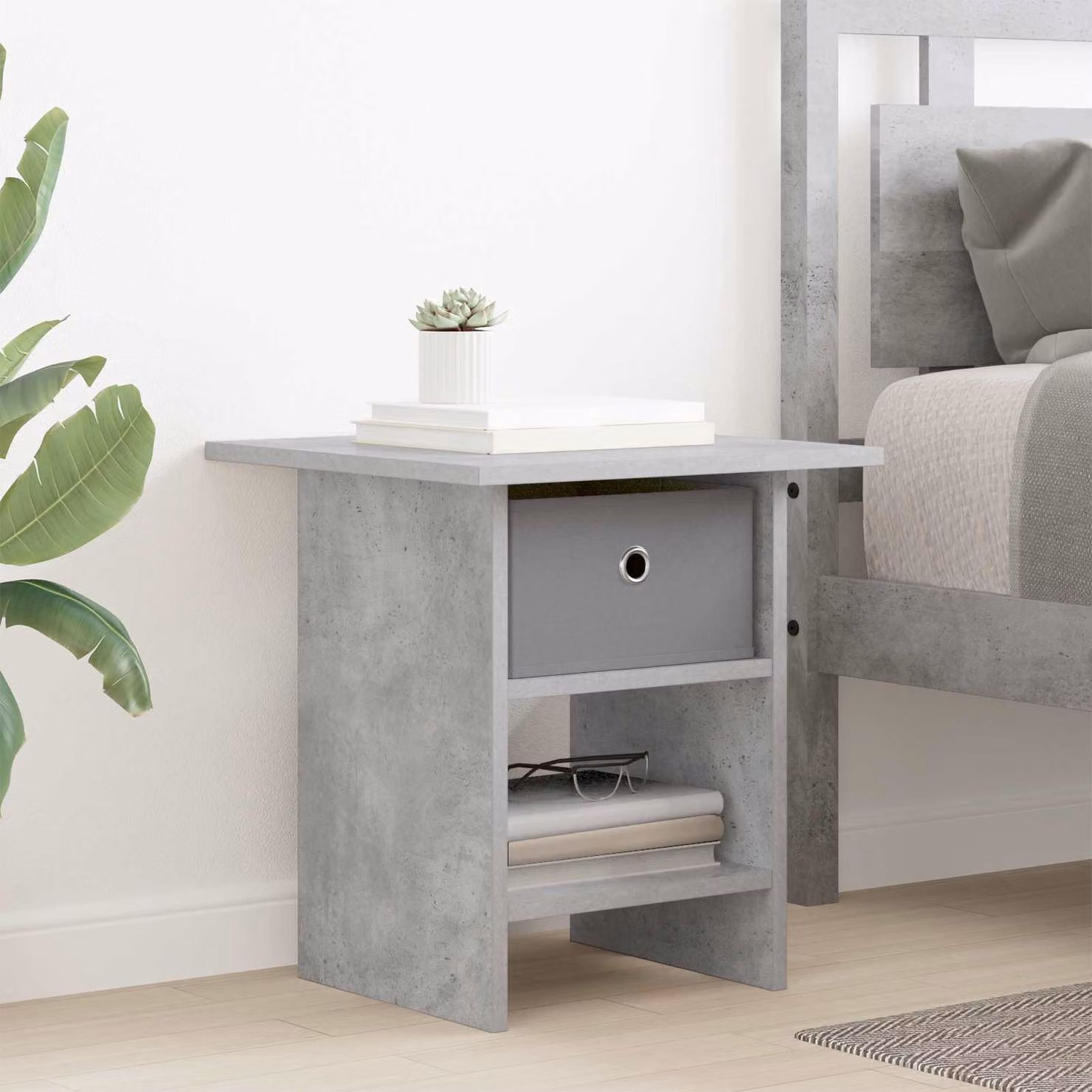 Comodino moderno vidaXL in legno ingegnerizzato grigio cemento L 41 cm x P 40 cm x H 45 cm
