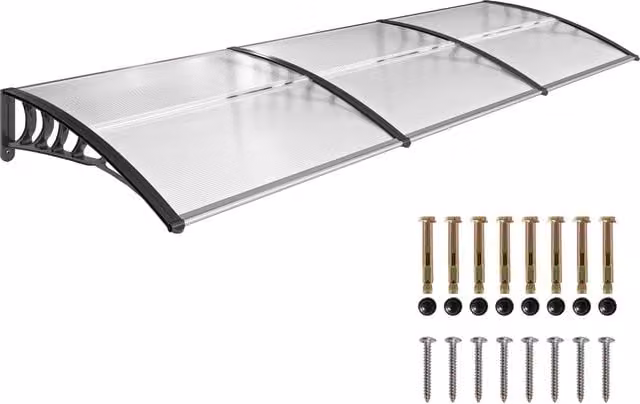 Tettoia Pensilina da Parete ¨C Xylo ¨C Bianco 295x90 cm Protezione Sole e Pioggia