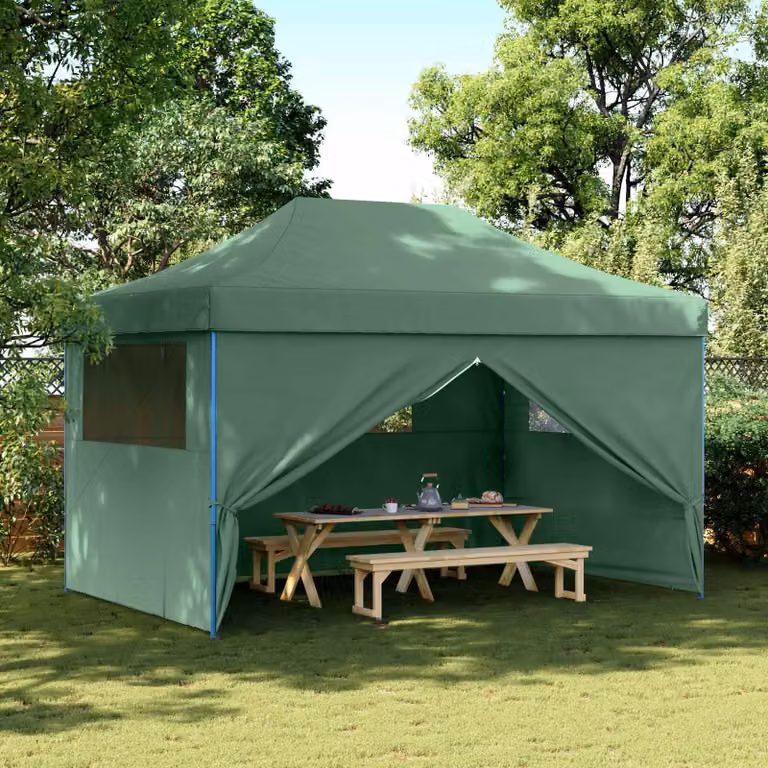 Tenda Party vidaXL in tessuto Oxford verde e bianco con struttura in acciaio, L/P/H: 440 x 292 x 315 cm