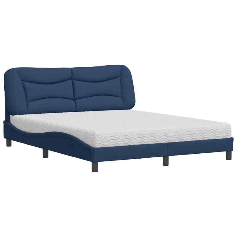 Letto con Materasso Hvar Blu 160x200 cm in Tessuto