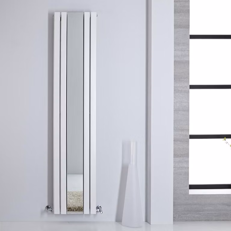 Radiatore Verticale con Specchio Bianco 1800x385mm 1060W Termosifone da Arredo - Sloane