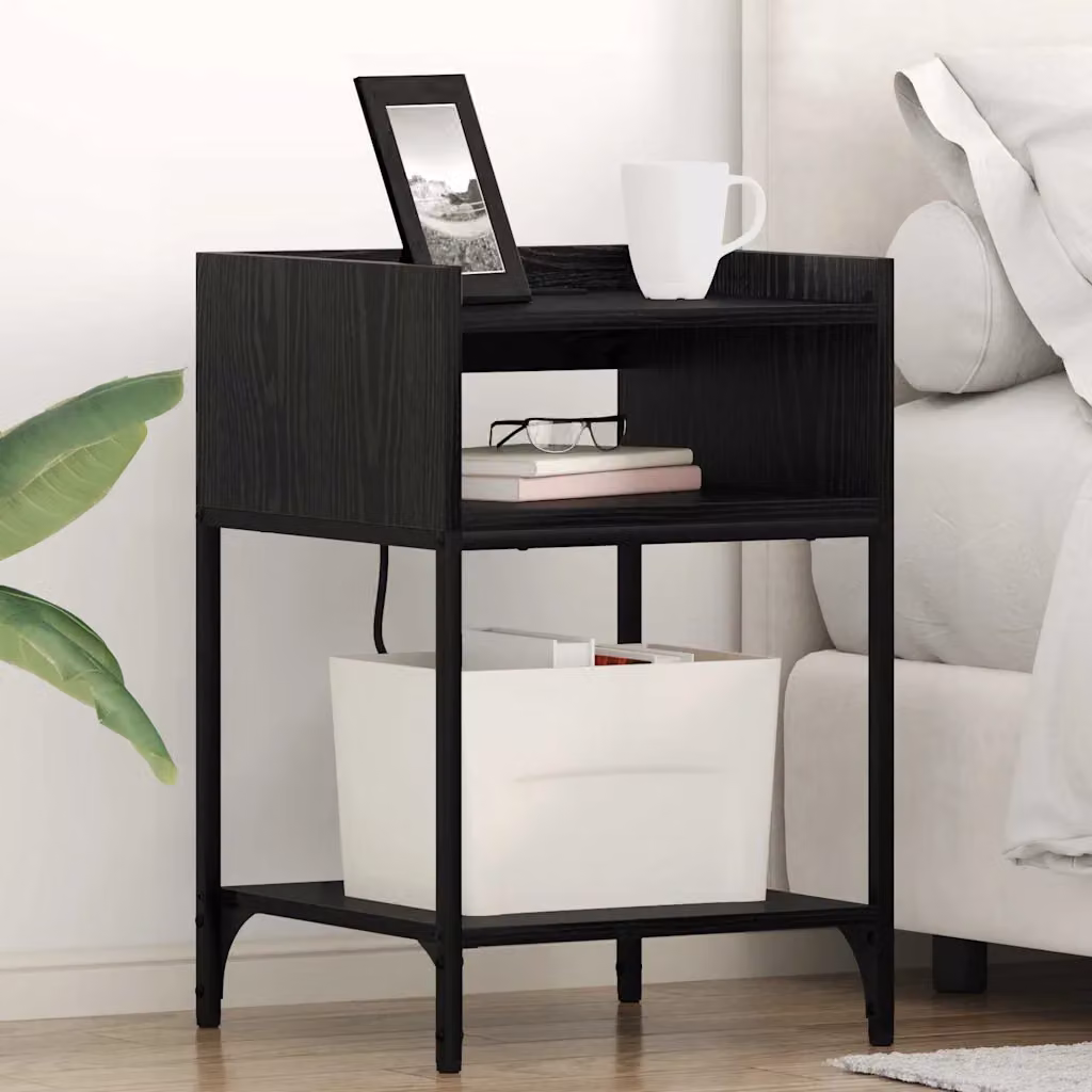 vidaXL Armadio da Notte in Stile Rustico Nero L/P/H: 40 x 40 x 61 cm