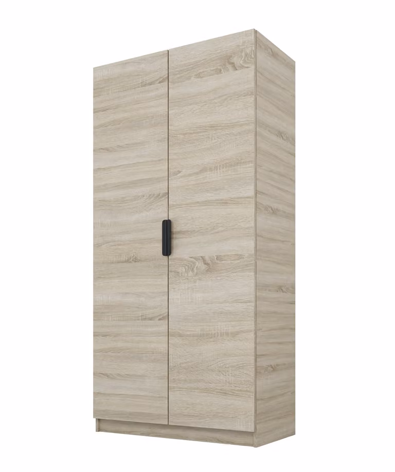PAWS MOBEL Armadio inclinabile in rovere Sonoma 100x52x200 cm, armadio a giorno a due ante senza specchio, con ripiani e appendiabiti
