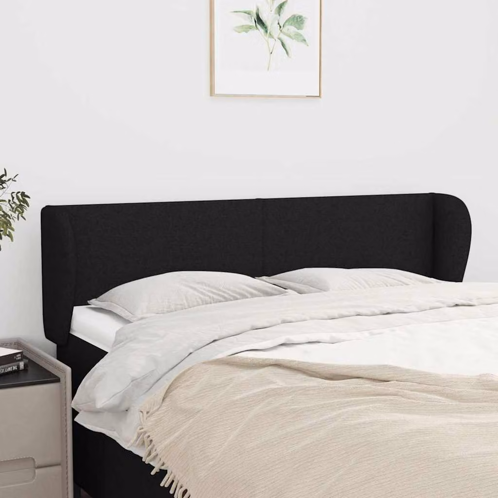 Testiera ad orecchio vidaXL in tessuto nero L: 147 cm, P: 23 cm, H: 78-88 cm