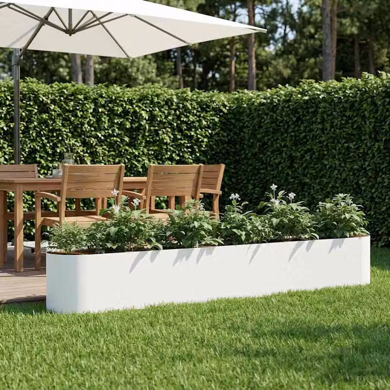 Letto rialzato da giardino vidaXL in metallo Bianco L: 280 cm, P: 40 cm, H: 40 cm