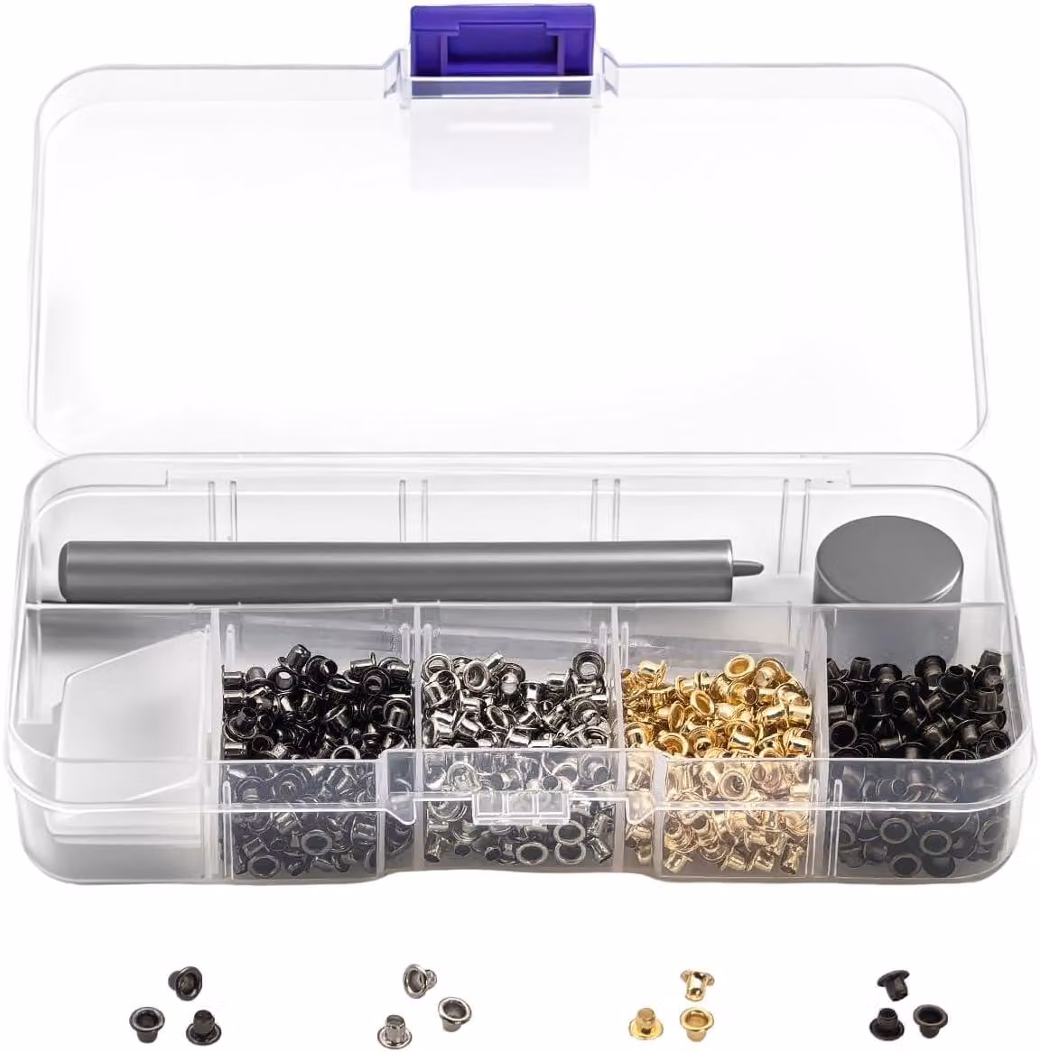 Set di anelli metallici, 800 pezzi, 2 mm di diametro, 4 colori, con attrezzo di montaggio e contenitore di stoccaggio, ideale per lavori artigianali