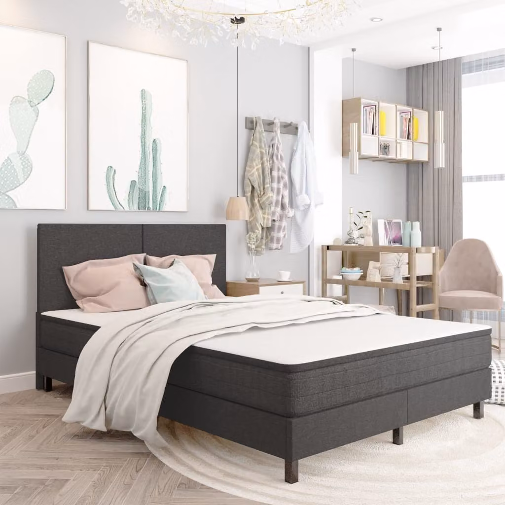 The Living Store Letto a molle insacchettate in tessuto grigio scuro 180x200 cm