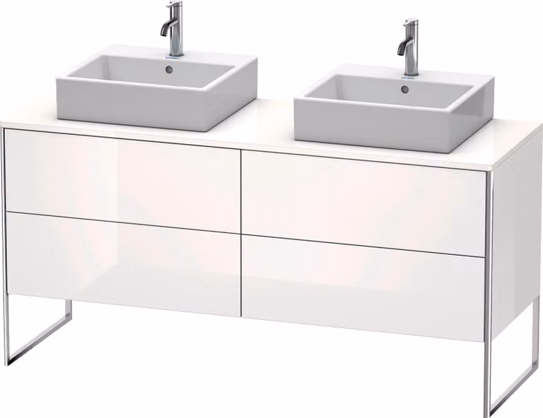 Duravit XSquare Meuble sous-vasque sur console au sol, pour deux vasques, 4 tiroirs, 1600x778x548mm, XS4927B1616, XS4927B1616